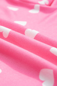 Loungewear Set | Pink Heart Print Long Sleeve Tee and Shorts