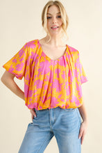 Load image into Gallery viewer, Satin Bubble Hem Top | Full Size Printed Summer Blouse
