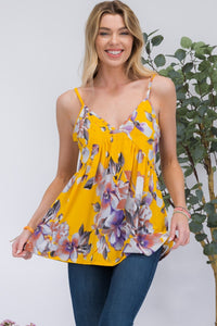 Womens Cami Top | Celeste Full Size Floral V-Neck Cami | Cami Top