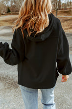 Load image into Gallery viewer, Black Flap Pocket Drawstring Hood Zip Up Jacket | Outerwear/Jackets
