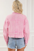 Load image into Gallery viewer, Womens Denim Jacket | Pink Rivet Studded Pocketed Denim Jacket | Outerwear/Denim jackets
