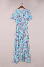 Load image into Gallery viewer, Green Wrap V Neck Floral Maxi Dress | Dresses/Floral Dresses
