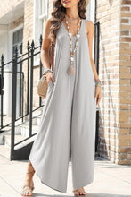 Load image into Gallery viewer, Womens Jumpsuit-Pocketed Scoop Neck Wide Leg Jumpsuit
