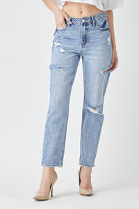 RISEN Distressed Slim Cropped Jeans | Blue Jeans