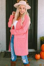 Load image into Gallery viewer, Pink Open Front Pocketed Knit Cardigan | Tops/Sweaters &amp; Cardigans
