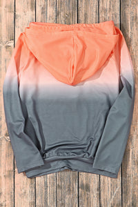 Multicolor Gradient Thumbhole Sleeve Pocketed Zipper Hoodie | Tops/Sweatshirts & Hoodies