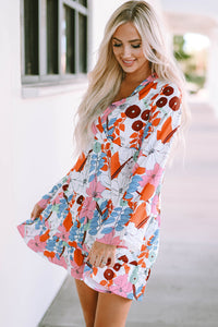 White Floral Tiered Mini Dress | Dresses/Floral Dresses