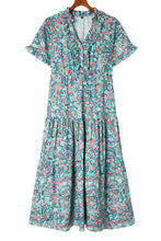 Load image into Gallery viewer, Sky Blue Paisley Print Boho Holiday Ruffle Tiered Maxi Dress | Dresses/Maxi Dresses
