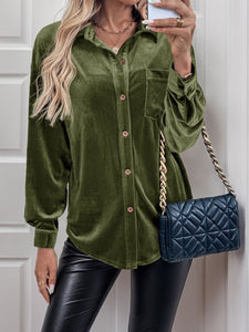 Velvet Like Long Sleeve Blouse