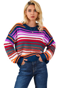 Stripe Boho Fashion Drop Shoulder Baggy Sweater | Tops/Sweaters & Cardigans