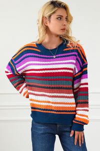 Stripe Boho Fashion Drop Shoulder Baggy Sweater | Tops/Sweaters & Cardigans