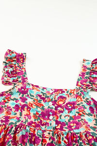 Multicolor Square Neck Floral Tank Top | Tops/Tank Tops