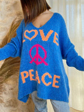 Load image into Gallery viewer, Peace Graphic V-Neck Long Sleeve Sweater
