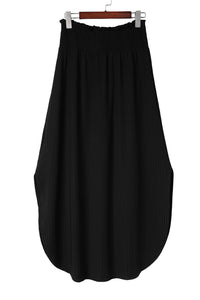 Black Smocked High Waist Maxi Skirt with Slit | Bottoms/Skirts & Petticoat