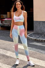 Load image into Gallery viewer, Sky Blue 2pcs Tie Dye Yoga Bra and High Waist Leggings Set | Activewear/Activewear Sets
