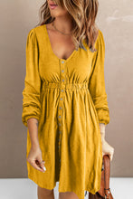 Load image into Gallery viewer, Yellow Button Up High Waist Long Sleeve Dress | Dresses/Midi Dresses
