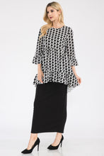 Load image into Gallery viewer, High-Low Top | Full Size Hounds-Tooth Flounce Sleeve
