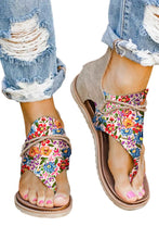Load image into Gallery viewer, Multicolor Floral Print Zipped Flip Flop Sandals | Shoes &amp; Bags/Sandals
