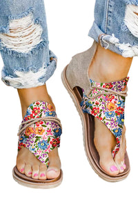 Multicolor Floral Print Zipped Flip Flop Sandals | Shoes & Bags/Sandals