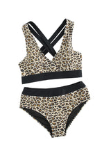 Load image into Gallery viewer, Leopard Print Criss Cross Back Bikini Set | Swimwear/Bikinis
