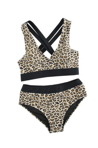 Leopard Print Criss Cross Back Bikini Set | Swimwear/Bikinis