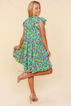 Load image into Gallery viewer, Floral Dress | Frilled Mock Neck Ditsy Dress
