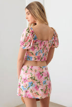 Load image into Gallery viewer, Puff Sleeve  Crop Top and Mini Skirt Set
