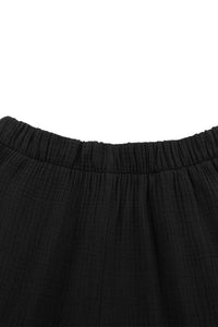 Black Textured High Waist Ruffled Bell Bottom Pants | Bottoms/Pants & Culotte