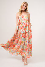 Load image into Gallery viewer, Cami Dress | Floral Ruffled Tiered Maxi Adjustable Strap
