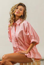 Load image into Gallery viewer, Womens Blouse | Button Up Striped Dolman Sleeve Shirt
