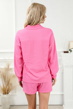 Load image into Gallery viewer, Pink Ribbed Knit Button Top and Shorts Set | Two Piece Sets/Pant Sets
