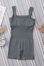 Load image into Gallery viewer, Gray Ribbed Square Neck Padded Sports Romper | Activewear/Yoga Jumpsuits
