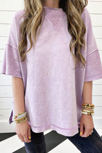 Load image into Gallery viewer, Orchid Petal Mineral Wash Exposed Seam Drop Shoulder Oversized Tee
