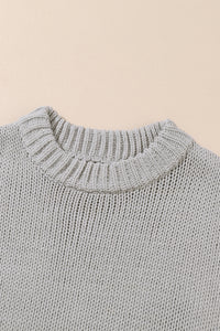 Light Grey Chunky Knit Turtle Neck Drop Shoulder Sweater | Tops/Sweaters & Cardigans