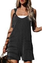 Load image into Gallery viewer, Dark Grey Striped Print Knotted Straps Pocketed Romper | Bottoms/Jumpsuits &amp; Rompers
