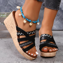 Load image into Gallery viewer, Wedge Sandals | PU Leather Crisscross
