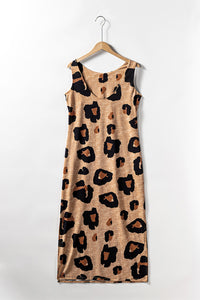 Maxi Dress | Leopard Split Open Back Sleeveless Dress