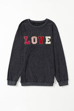 Load image into Gallery viewer, Black Sweatshirt | Sequin LOVE Chenille Embroidered Graphic
