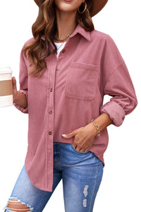 Pink Corduroy Button Pocket Shirt | Tops/Blouses & Shirts