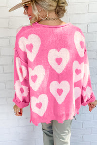 Bonbon Pearl Beaded Heart Drop Shoulder Sweater | Tops/Sweaters & Cardigans