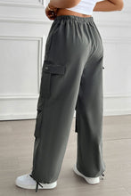 Load image into Gallery viewer, Devine Drawstring Wide Leg Pants with Cargo Pockets
