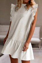 Load image into Gallery viewer, White Flutter Sleeve Crew Neck Shift Dress | Dresses/Mini Dresses
