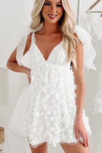 White Flower Applique Elegant Gauze Puffy Bridal Dress | Dresses/Mini Dresses