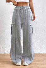 Load image into Gallery viewer, Light Grey Drawstring Waist Cargo Sweatpants | Bottoms/Pants &amp; Culotte
