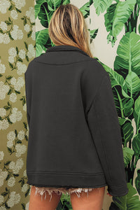 Single-Breasted Washed Fleece Jacket