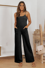 Load image into Gallery viewer, Jumpsuit | Black Patch Pockets Spaghetti Strap Wide Leg
