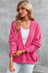 Rose Buttons Front Pocketed Sweater Cardigan | Tops/Sweaters & Cardigans