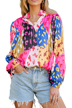 Load image into Gallery viewer, Rose Leopard Patchwork Print Pleated Blouse | Tops/Blouses &amp; Shirts
