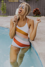 Load image into Gallery viewer, Multicolor Striped Criss Cross Backless One-piece Swimwear | Swimwear/One-Piece Swimsuit
