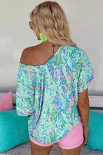 Load image into Gallery viewer, Floral T Shirt | Green Loose Painted Top
